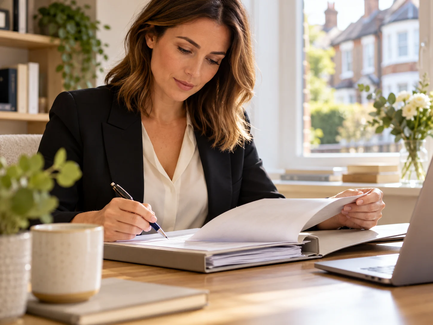 A conveyancing professional reviewing a property file